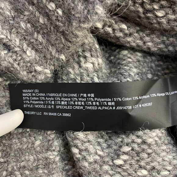 Theory Tweed Alpaca Speckled Crewneck Knit Sweater Small NEW Gray Quiet Luxury - Picture 11 of 12